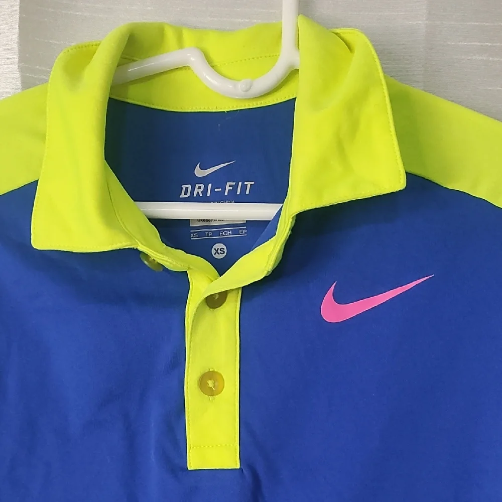 Nike‎ Dri-FIT Blue and Neon Yellow Polo